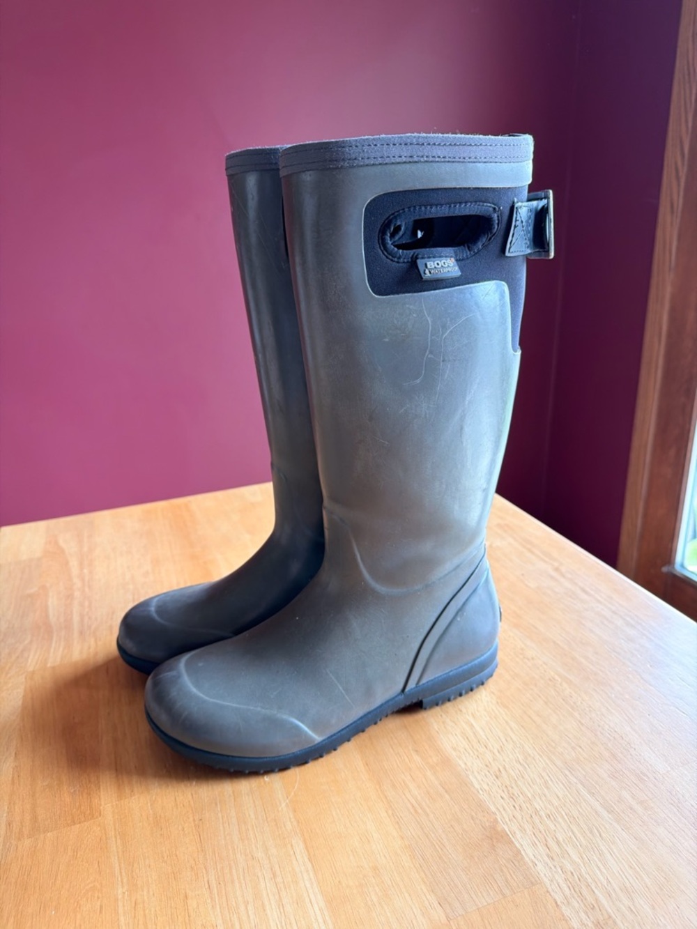 Bogs Grey Tall Waterproof Boots with Black Trim